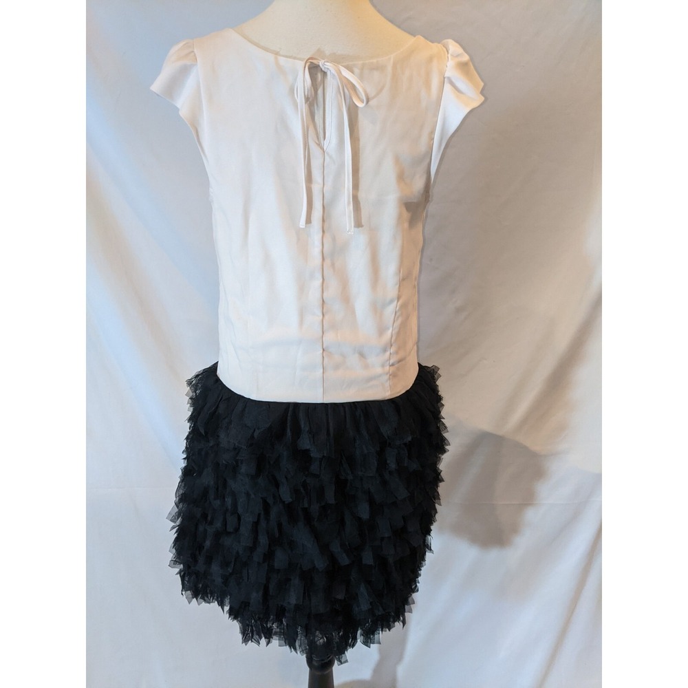Gap Women's Dress Ruffle Bottom Size 4 Black White Colorblock - Picture 3 of 12
